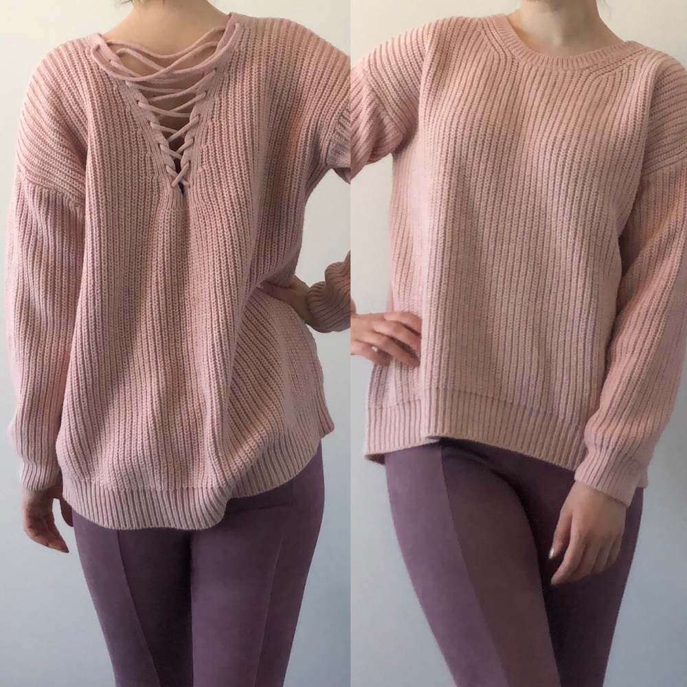 ✨ Host Pick! New Look oversized blush knit sweater with laced back